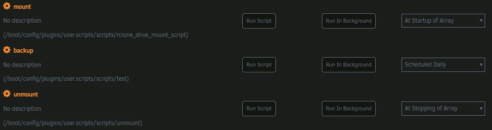Script list in Unraid